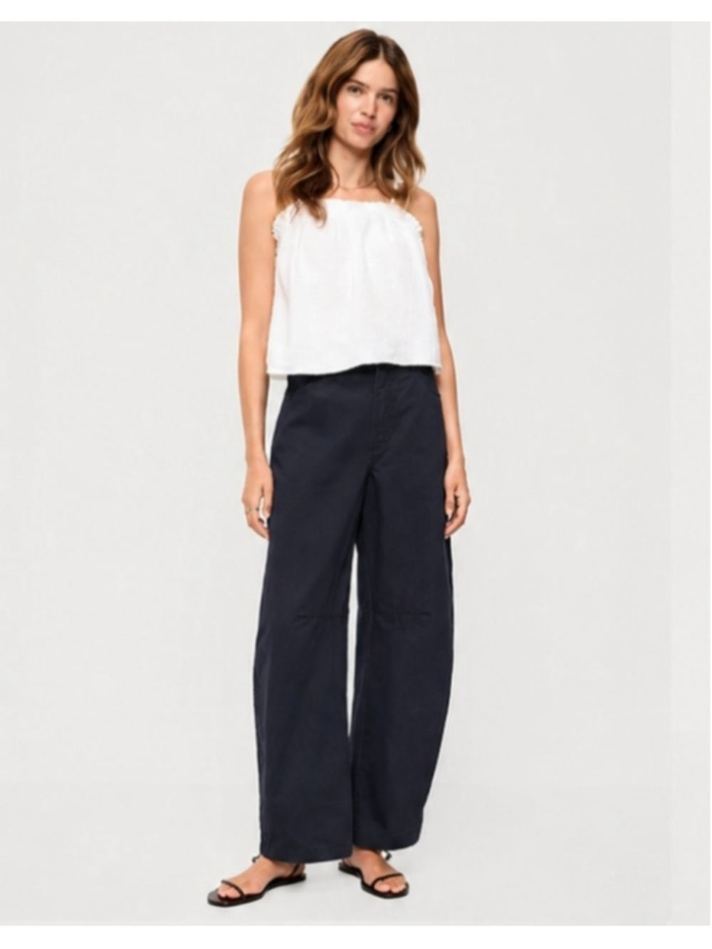 Old Navy Extra High Rise Barrel Chino Pants Dark Navy 8 PETITE NWT 100% Cotton